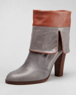 xcfe chloe fold  mid calf leather boot wear   folded