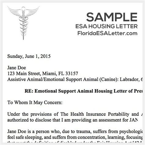 emotional support dog prescription housing letter florida esa