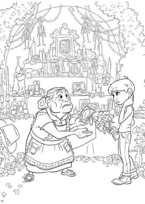 disney  coco coloring pages characters miguel  skeleton family