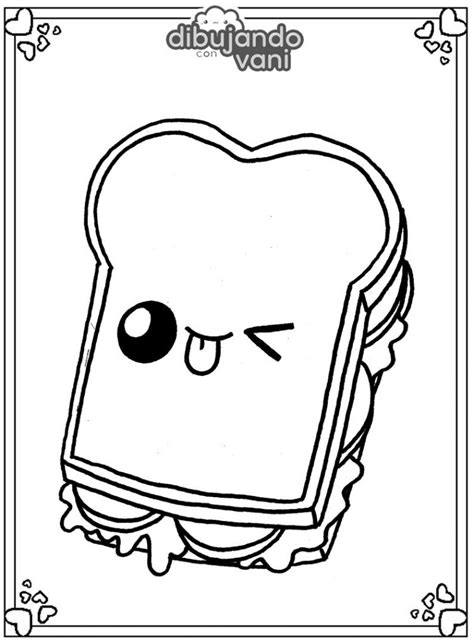 Dibujo De Un Sandwich Kawaii Para Imprimir