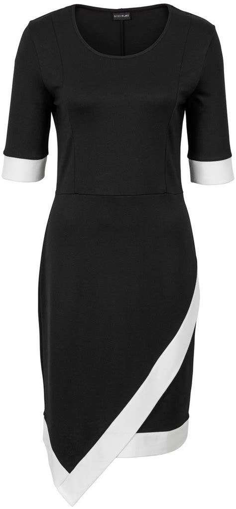 bonprix sukienka shirtowa  kontrastowymi elementami czarno bialy ceny  opinie na skapiecpl