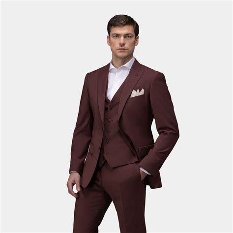 burgundy  piece suit tailor store
