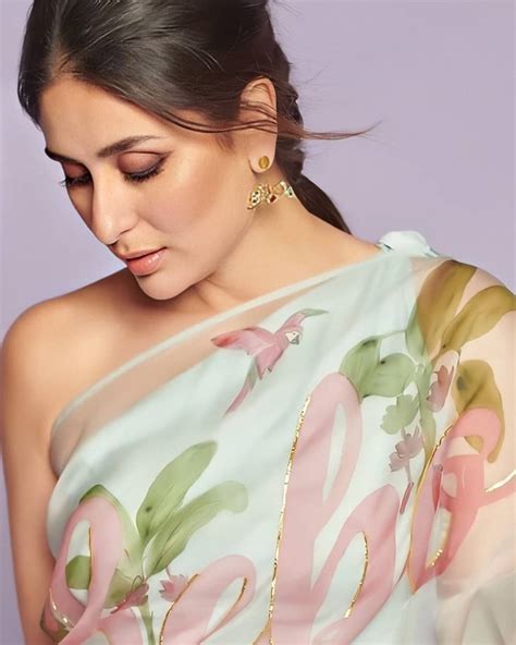 kareena kapoor khan  hand painted pure italian organza blue bebo saree lady india