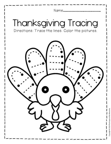 printable tracing thanksgiving preschool worksheets   keeper