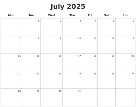 july    calendar