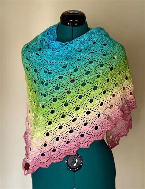 handmade crochet shawl wrap virus shawl scheepjes whirl yarn knit etsy
