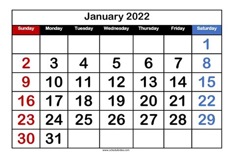 printable january  calendar templates calendars  riset