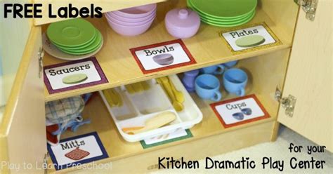 kitchen labels home living dramatic play play  learn preschool