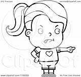 Girl Little Blame Cartoon Pointing Coloring Clipart Thoman Cory Outlined Vector sketch template