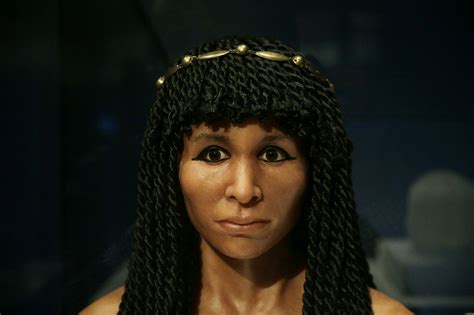 reconstruction face   ancient egyptian mummy called  gilded lady forensic facial