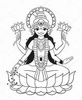 Lakshmi Goddess Vector Illustration Prosperity Stock Brings Wealth Drawing Depositphotos Baksiabat sketch template