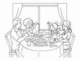 Gambar Mewarnai Sarapan Bersama Pemandangan Putih Hitam Sketsa Keluargaku Makan Lucu Objek Inspirasi Anggota Ilustrasi sketch template