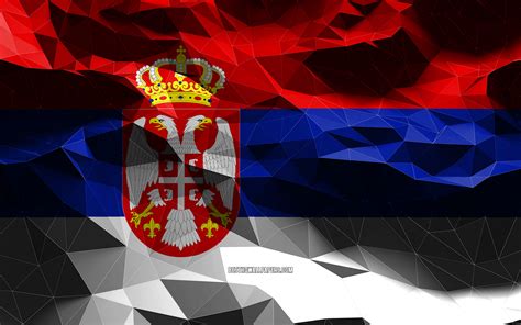 herunterladen hintergrundbild  serbische flagge  poly art