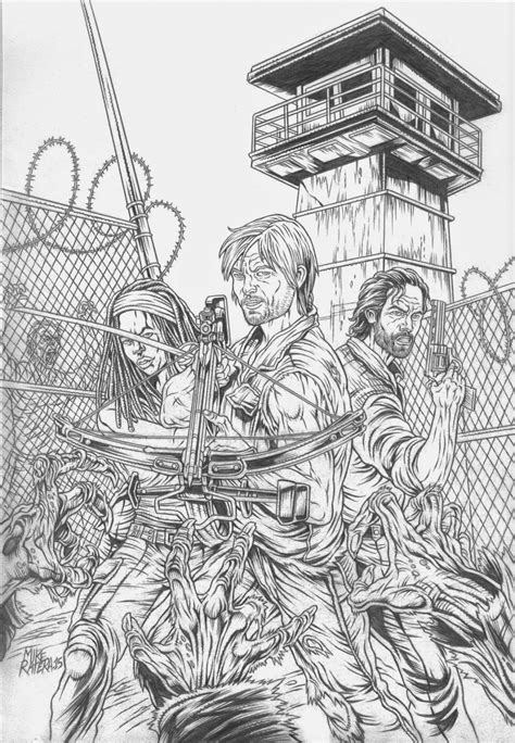 mike ratera artblog  walking dead drawings