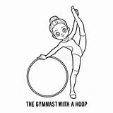 Coloring Hoop Gymnast Book Gymnastics Vector Rhythmic Illustrations Preview Similar sketch template