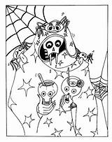Halloween Coloring Pages Spooky Printable Scary Kids Horror Color Print Skeleton Colouring Sheets Goblin Skull Celebration Decorations Library Clipart Goblins sketch template