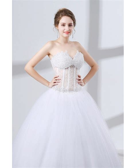 Sweetheart Corset Ball Gown Wedding Dress With Sexy Beading Top Ch6650