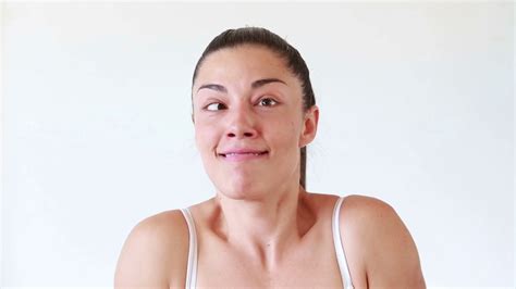 Close Up Portrait Of Woman Making Funny Faces Stock Video Footage 00 09