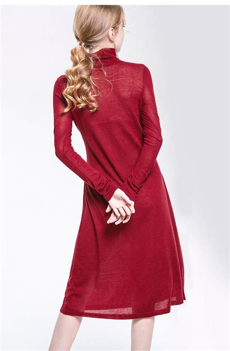 sweater new women autumn knitted dresses loose turtleneck long sleeve