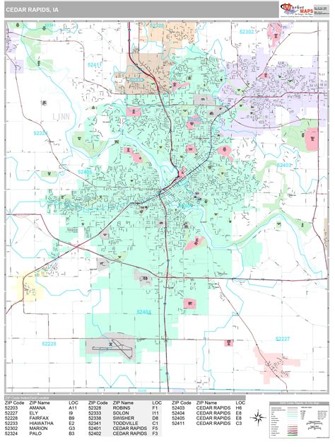 cedar rapids iowa wall map premium style  marketmaps