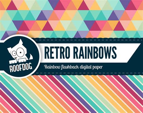 vintage rainbow digital paper retro rainbow  rainbow etsy