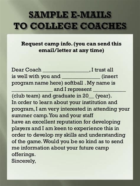 write emails  college coaches