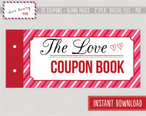 love coupons valentine s day coupon book romantic printable last minute t or present for