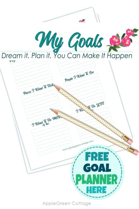 printable goal planner applegreen cottage