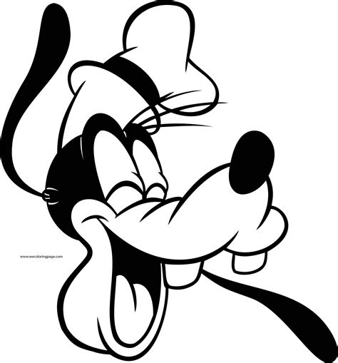 Disney Goofy Face Closed Eyes Happy Face Coloring Page