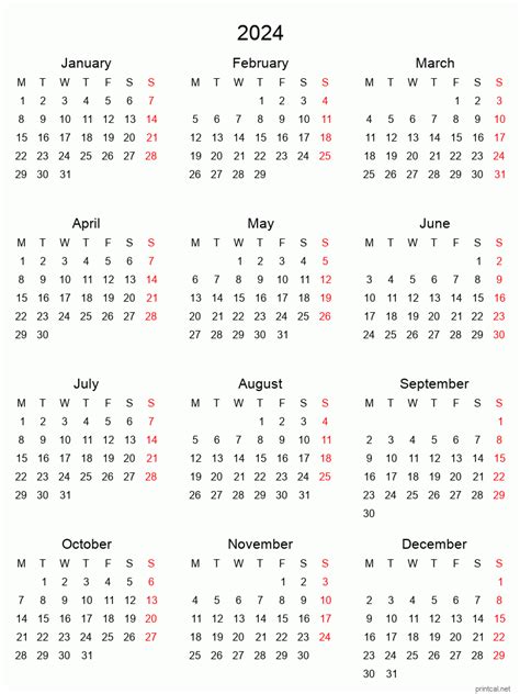 printable calendar yearly calendar tabular style
