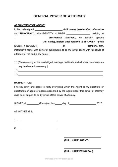 general power  attorney form formfactory