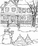 Coloring House Snow Pages Winter Christmas Kidsdrawing State Online Kids Printables Sheets Kid sketch template