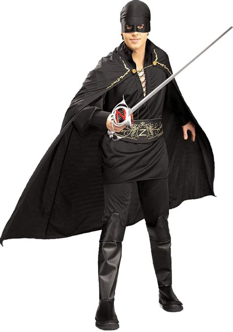 mens official zorro superhero film fancy dress costume mask cape