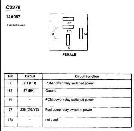 relays   fuel pump      located  wiring diagram
