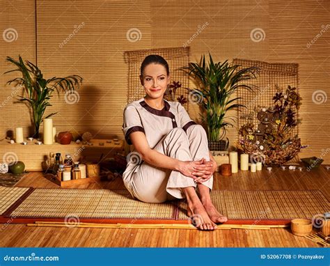 bamboo massage  spa  woman stock photo image  massage bamboo