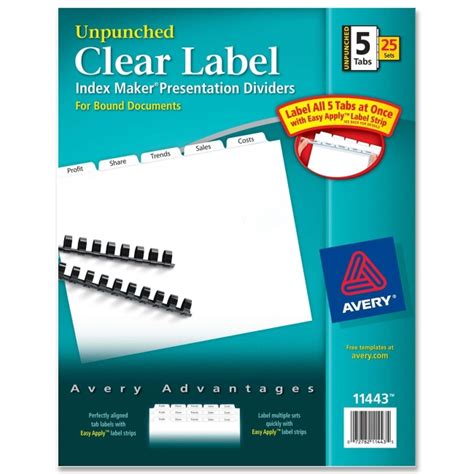 avery index maker clear label divider   tab blank quickshipcom