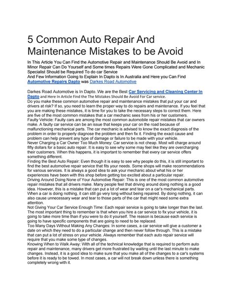 common auto repair  maintenance mistakes   avoid  darkesroadautomotiveau issuu