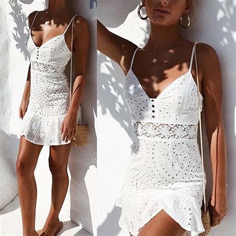 summer maxi white hollow out lace dress women vintage sheath sundress