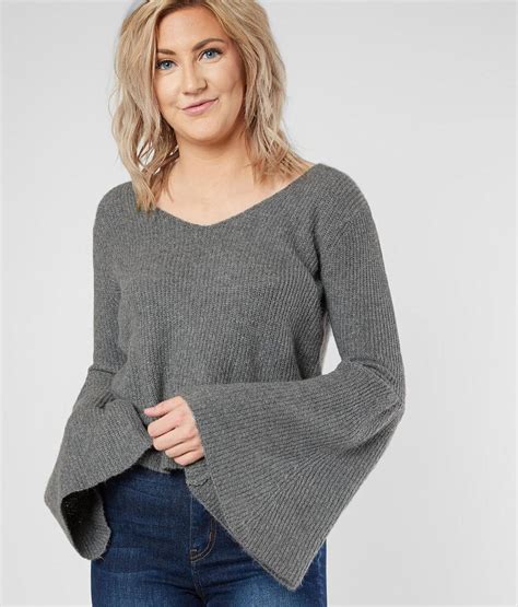 daytrip bell sleeve sweater womens sweaters  charcoal buckle