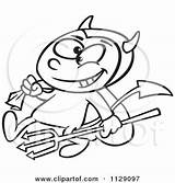 Pitchfork Devil Boy Carrying Sack Clipart Cartoon Vector Outlined Toonaday Royalty Template sketch template