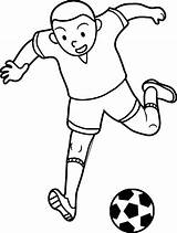 Coloring Soccer Playing Football Player Kid Futbol Pages Boy Wecoloringpage sketch template