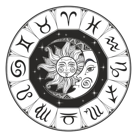 zodiac astrological symbol horoscope  sun   moon astrology