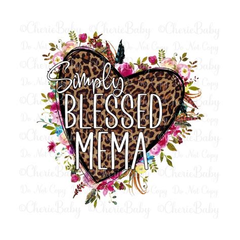 simply blessed mema sublimation design printable png etsy