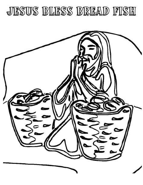 jesus bless bread fish coloring pages coloring cool