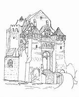 Coloring Castle Medieval Castles Pages Sheets Old Churches Printable Fantasy Knights Moat Princes Dragon Activity Books Defense Emphasis Centuries Lords sketch template
