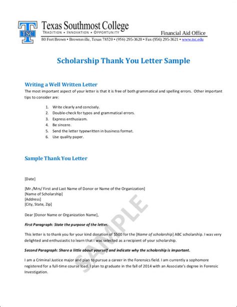 writing college scholarship   letters  samples