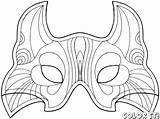 Mask Carnival Coloring Crafts Cat sketch template