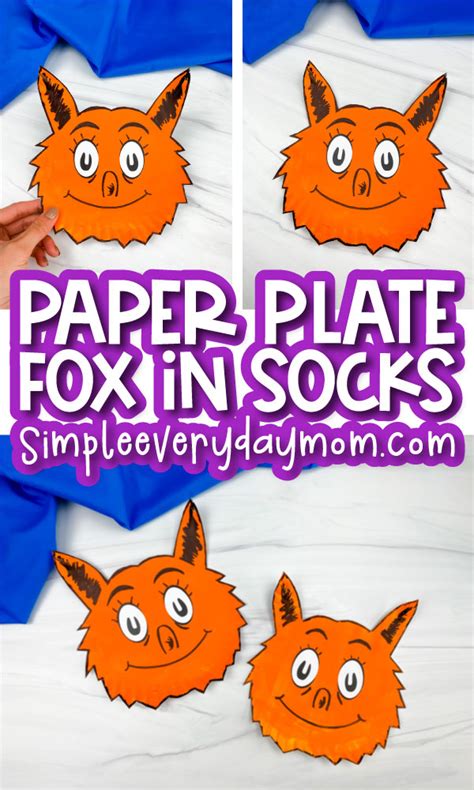 fox  socks paper plate craft  template