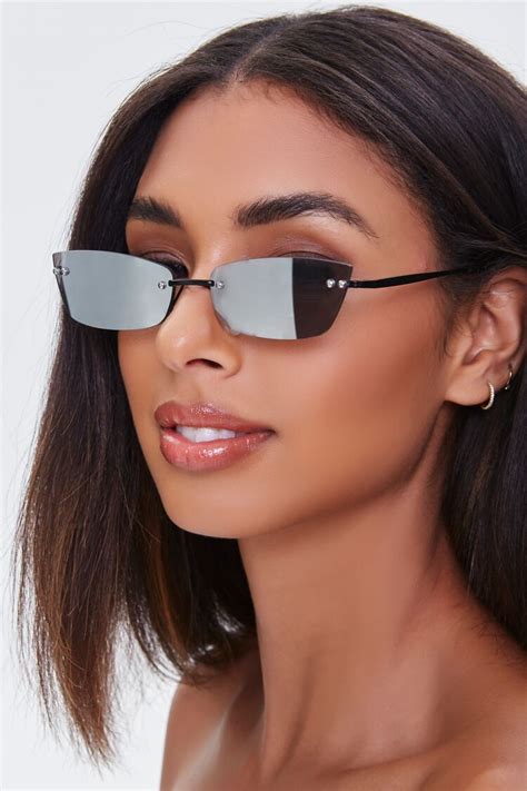 rimless rectangle sunglasses