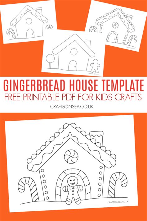 gingerbread house craft template  printable  crafts  sea